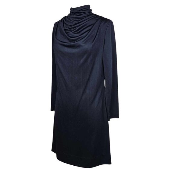 Lilli Diamond Vintage '60s Black Cowl Mock Neck Jerset Dress Size M - Picture 3 of 7